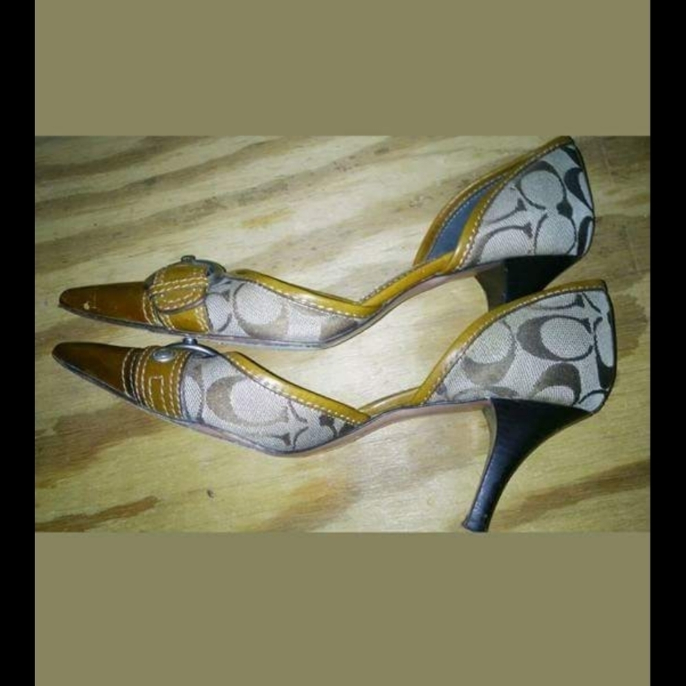 COACH JACQUARD/LEATHER SHOES SIZE 7.5 - Picture 2 of 6